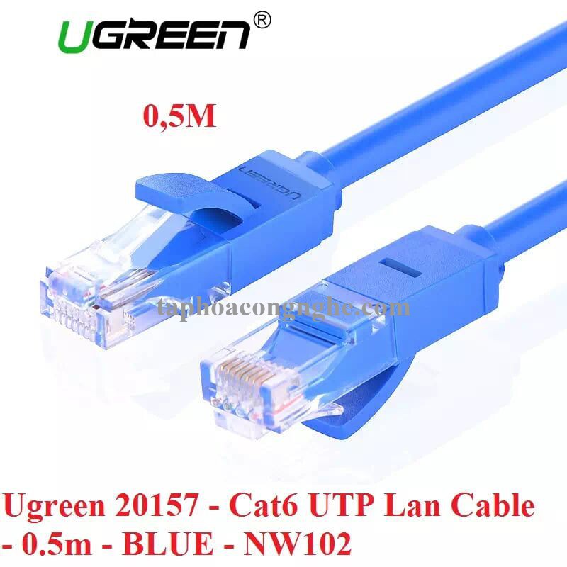 Ugreen 20157 0.5M Màu xanh Cáp mạng LAN CAT6 UPT NW102 30020157